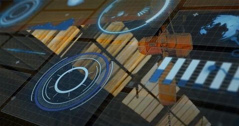 Orange Crane Hoist Monitoring with Augmented Reality Warehouse Analytics and Holographic UI