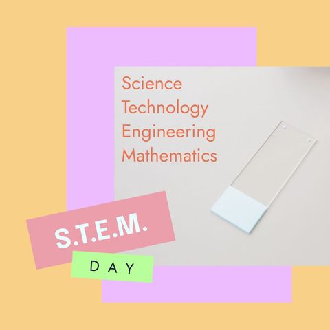 stem day celebration graphic with microscope slide - Download Free Stock Templates Pikwizard.com