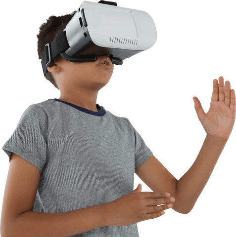 Young Boy Playing with Transparent Virtual Reality Headset - Download Free Stock Videos Pikwizard.com