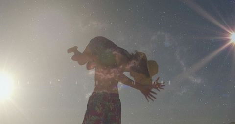 Magical Beach Romance: Silhouette Adventure Under Cosmic Sky