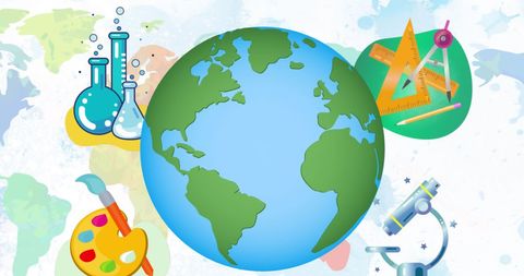 Global Education Concept with School Icons Overlay