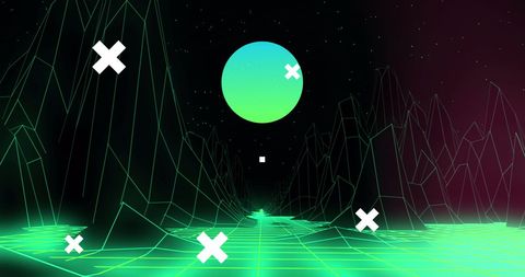 Futuristic Digital Interface with Virtual Landscape and Abstract Elements - Download Free Stock Images Pikwizard.com