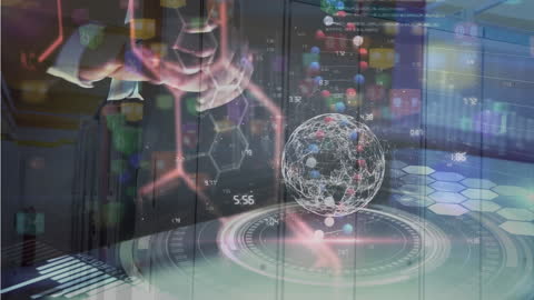 Futuristic Businessman Interacting with Virtual Data Elements