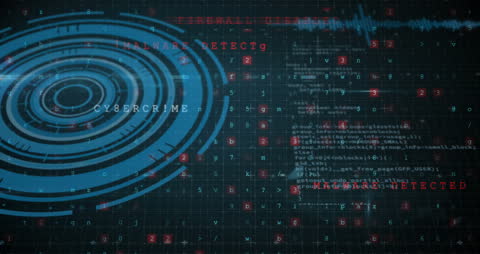 Futuristic Digital Grid Highlighting Cybercrime Threat