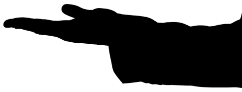 Transparent silhouette of hand in communication gesture