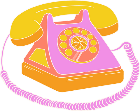 Flat design vintage rotary phone on transparent background