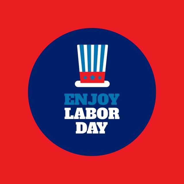 Enjoy Labor Day Patriotic Celebration Graphic with Stars and Stripes Hat - Download Free Stock Templates Pikwizard.com