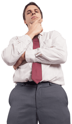 Transparent Businessman Thinking Chin Hand Gesture Professional Attire