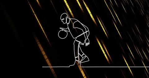 Abstract Line Art of Basketball Player Dribbling