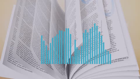 Animation of Data Analytics Over Book on Desk