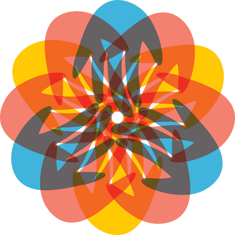 Colorful decorative flower illustration on transparent background
