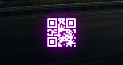 Glitched Holographic QR Code Animation on Black Background