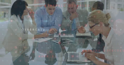 Office Team Analyzing Data Amidst Cyber Threat Interface