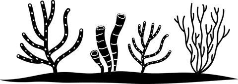 Stylized coral silhouettes on transparent background nature conservation design