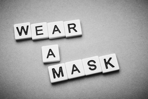 Wear a Mask Message with Letter Tiles