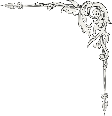 Intricate Ornate Corner Decoration on Transparent Background