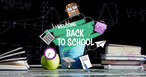 Back to School Concept with Equations and Supplies - Download Free Stock Images Pikwizard.com