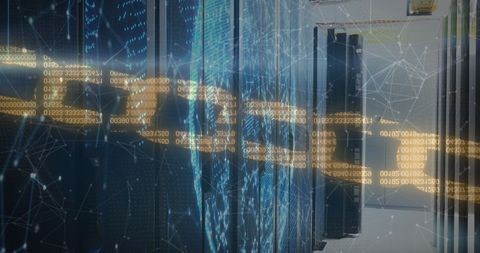 Blockchain Technology Overlaid with Digital Network on Servers - Download Free Stock Images Pikwizard.com