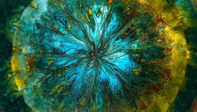 Vibrant turquoise mandala marbled swirl design