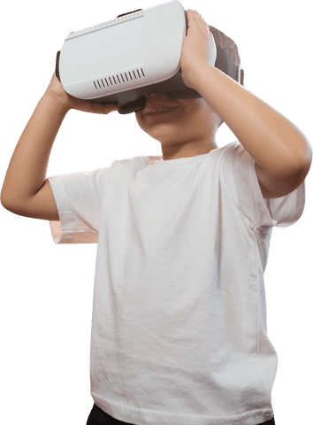 smiling boy exploring virtual reality with transparent background - Download Free Stock Videos Pikwizard.com