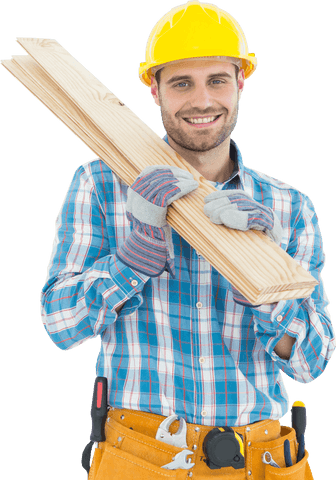 Transparent Portrait Smiling Construction Worker Holding Wood - Download Free Stock Videos Pikwizard.com