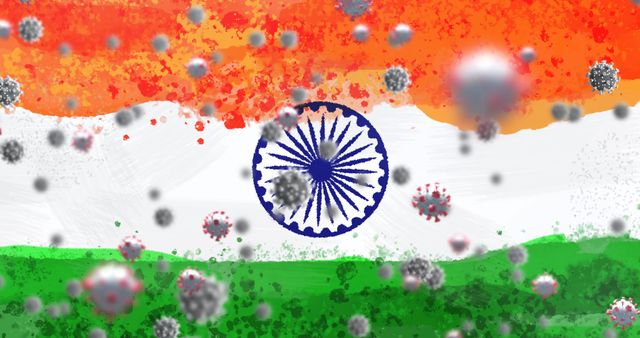 COVID-19 Cells Overlay on Abstract Indian National Flag - Download Free Stock Images Pikwizard.com