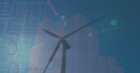 Wind Turbine with Digital Financial Interface Elements - Download Free Stock Images Pikwizard.com