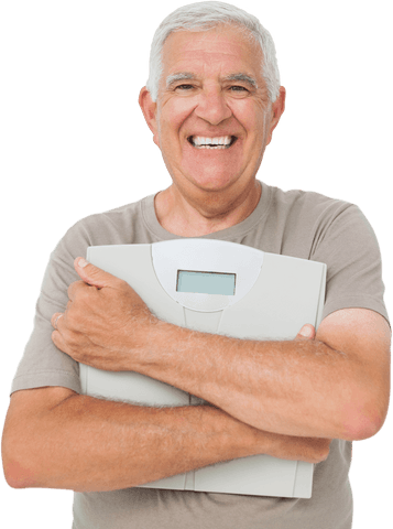 happy senior man holding digital weight scales on transparent background - Download Free Stock Videos Pikwizard.com