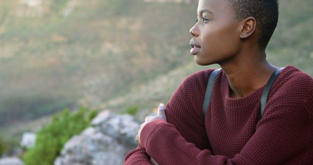 Thoughtful Young Woman Enjoying Nature Outdoors - Download Free Stock Images Pikwizard.com