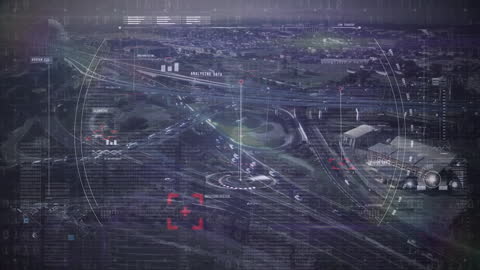 Futuristic City Overlooking Data Analysis Digital Overlay