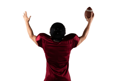 Celebrating American Football Player on Transparent Background
