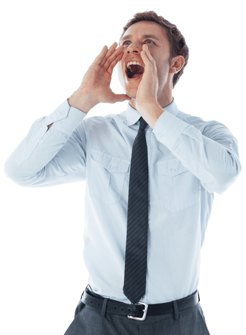 Caucasian Businessman Shouting Transparent Background PNG