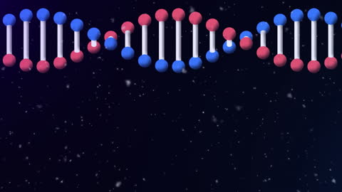 Animated DNA Strand with Falling Snowflakes on Black Background