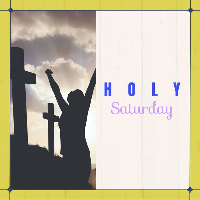 Holy Saturday Celebration with Silhouette at Crosses - Download Free Stock Templates Pikwizard.com