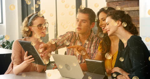 Team Collaborating on Blockchain Bitcoin Technology