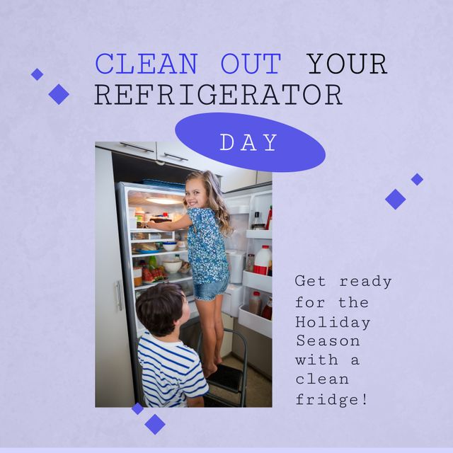Image of clean out you refrigerator day over caucasian siblings looking into fridge - Download Free Stock Videos Pikwizard.com