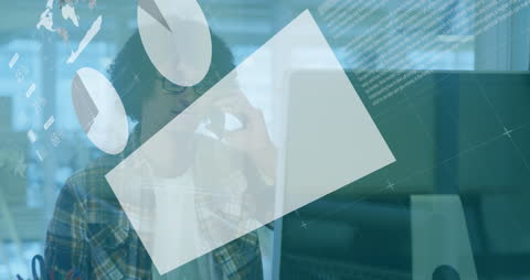 Businessman on Call with Data Visualization Overlay