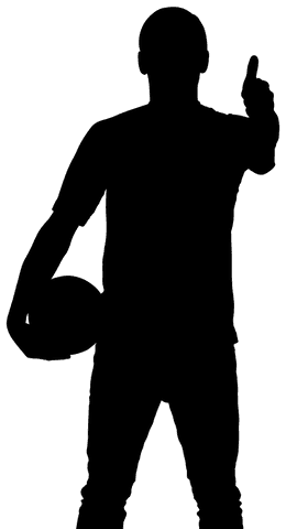 Transparent png silhouette of football player in action pose