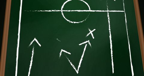 Chalkboard Soccer Strategy with Playbook Arrows