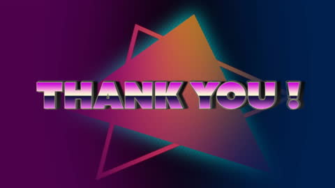 Retro Neon Thank You Banner with Geometric Shapes