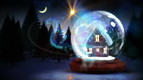 Magical Christmas Snow Globe with Glowing House Animation