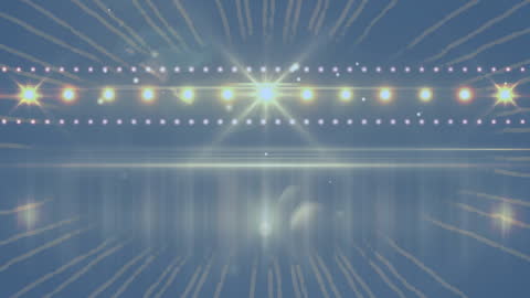 Dynamic Glowing Lights Reflected on Blue Surface