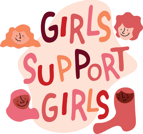 Girls Support Girls Digital Typography with Smiling Faces, Transparent Background - Download Free Stock Videos Pikwizard.com