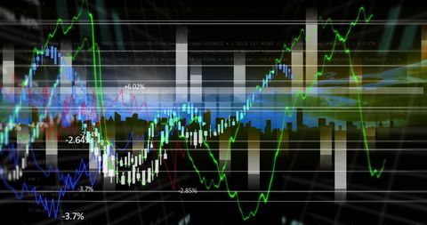 Financial Data Analysis Over Vibrant Cityscape Background - Download Free Stock Images Pikwizard.com