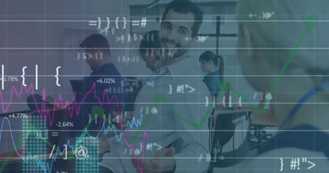 Financial Analysis with Business Team and Overlaid Graphs - Download Free Stock Images Pikwizard.com
