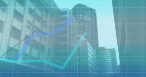 Futuristic architecture with 6g technology graph overlay