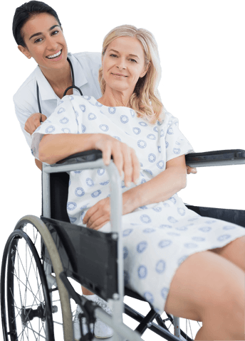 caring doctor assisting female patient in wheelchair on transparent background - Download Free Stock Videos Pikwizard.com