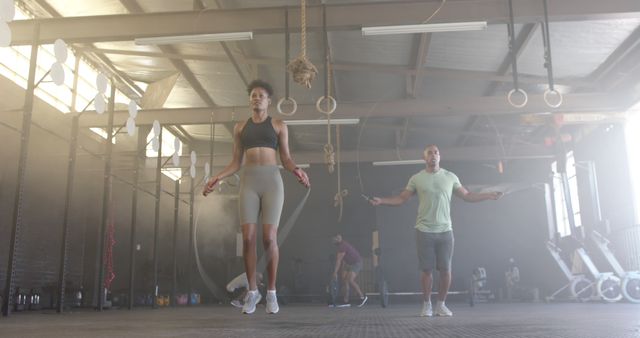 Athletic Individuals Jumping Rope in Gym Environment - Download Free Stock Images Pikwizard.com