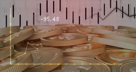 Digital currency amid financial forecast and decline chart