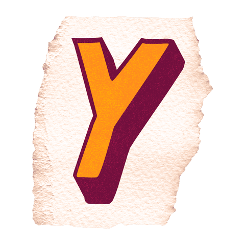 3d stylized letter y on torn textured transparent background